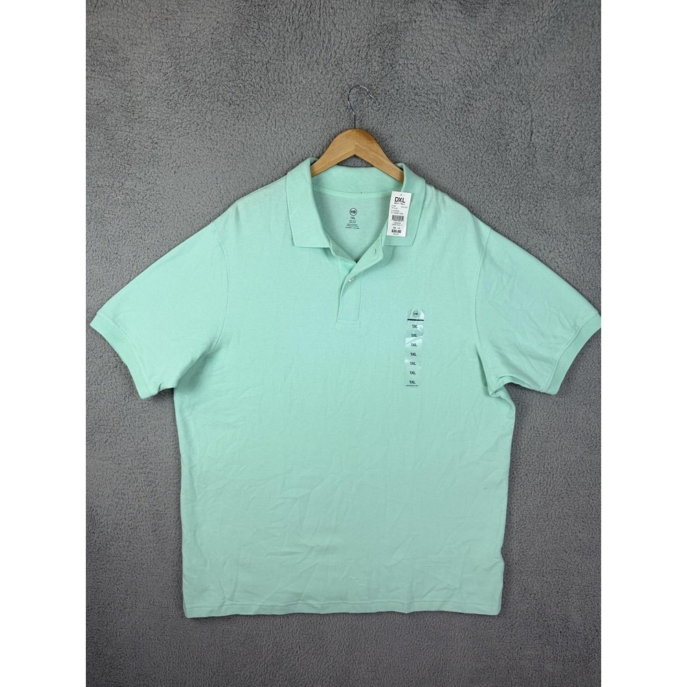 Harbor Bay Polo Shirt Mens 1XL Green 100% Cotton Knit Big Tall DXL Casual New